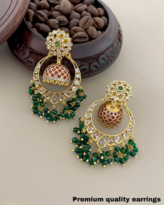 Beautiful American <b>Diamond</b> Jhumka <b>Earrings</b> for Women Traditional Ethnic Jewelry AD Jhumkis For Girls with Sparkling Stones - Product Image 2