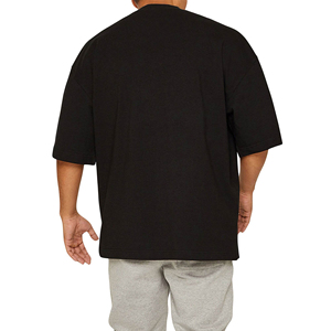 T-shirt en coton rose surdimensionné pour homme, col rond, manches courtes, couleur unie, décontracté, pour l'entraînement, vente en gros, fabricant - Product Image 6