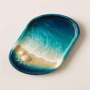 Plato de resina de primera calidad con patrón brillante hecho a mano, ideal para fiestas de entretenimiento en el hogar, celebraciones u ocasiones de regalo - Product Image 3