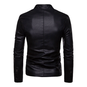 OEM ODM Factory Manufacturer PU Leather Vintage Street Style <b>Slim</b> <b>Fit</b> Stand Collar Mens Waterproof Winter <b>Jacket</b> with Front Logo - Product Image 2