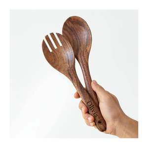 Ensemble de 2 cuillères de style classique en bois faites à la main de meilleure qualité pour la décoration de la cuisine pour les mariages BY HF CRAFTS - Product Image 6