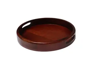 Excellent Quality Natural Wood Finish Color Rectangular Shape Wooden <b>Serving</b> <b>Tray</b> <b>with</b> Metal <b>Handles</b> for Hotel & Restaurants - Product Image 5