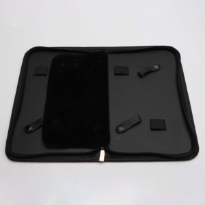 Étui à ciseaux en cuir noir sac pliable avec logo personnalisé pour toilettage d'animaux et cisailles de coiffeur - Product Image 2