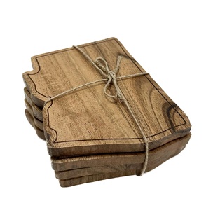 Wooden <b>Drink</b> <b>Coasters</b> for <b>Drinks</b> with Holder Set of 4 Handmade Wood <b>Coaster</b> Custom Size Natural Wood Color - Product Image 3