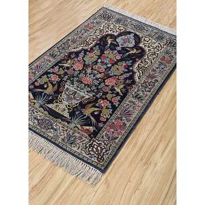 Tapis en laine noué à la main Gulmarg bleu, motif floral abstrait rectangulaire, design patchwork pour la maison, adolescents Pae-4477 - Product Image 2