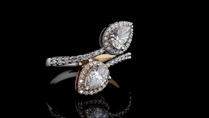 Designer Dual Tone Lab Diamond <b>Ring</b> with Pear Shape Lab Diamonds | <b>Statement</b> <b>Ring</b>|OEM ODM diamond jewelry manufacturer - Product Image 4
