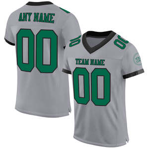 Wholesale Custom Printing Grey Kelly <b>Green</b> Black <b>Mesh</b> Authentic Football Jersey Breathable Quick Dry American Football Jersey - Product Image 1