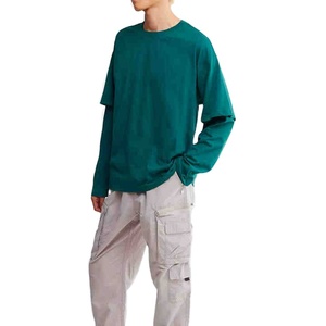 เสื้อยืดคอกลมชายทรงหลวมสองชั้น ผ้าเจอร์ซีย์คอตตอน 100% คุณภาพสูง ดีไซน์ล่าสุด ปรับแต่งได้ ระบายอากาศดี ขายส่ง - Product Image 5