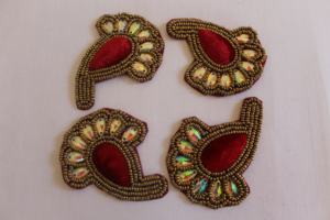 Parche con Motivos de Cuentas Indias para Decoración de Trajes Salwar, Parche de Lujo con Cuentas Zari para Trajes Indios, Bordado a Mano y Adorno con Cuentas - Product Image 5
