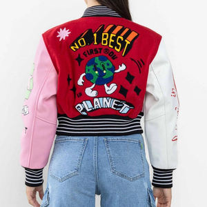 เสื้อโค้ทถักสั้นสำหรับผู้หญิงเสื้อโค้ทผ้าวูลพิมพ์ลายตัวอักษรสำหรับฤดูใบไม้ร่วง - Product Image 5