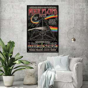 Pink Floyd <b>Poster</b> Modern Design 'The Dark Side of the Moon' Tour Black <b>Frame</b> Paper Material for Wall Usage - Product Image 1