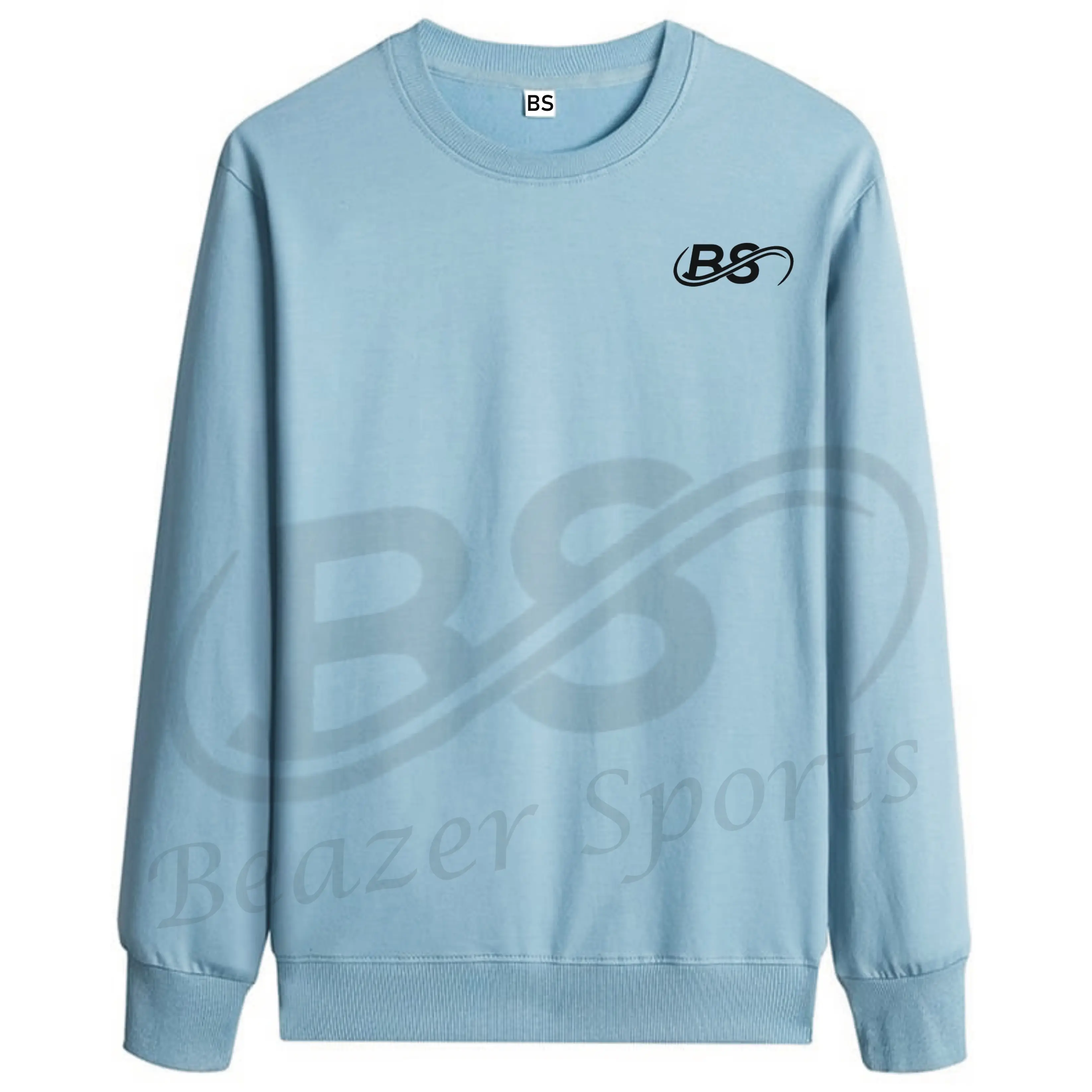 Unique Light Blue Colors Fashion Men sweatshirt with custom logo manufacture made Men Sweatshirts