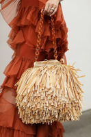 Sac seau en raphia avec pompons, vente en gros, nouveauté 2024, tendance