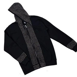 Rockstar Glitz tachonado pulóver Sudadera con capucha moda negro algodón mezclado Sudadera con capucha básicos sudaderas Tops para Unisex - Product Image 1