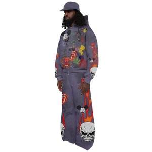 Ropa de invierno Vintage de alta calidad, ropa de calle de Anime con estampado completo Y2K, chándales de marca personalizada, Sudadera con capucha Unisex y conjunto de Jogger ancho - Product Image 5