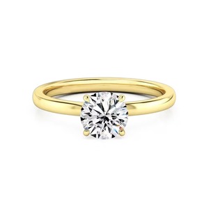 Understated Lab Grown Diamonds <b>Plain</b> Band Round Brilliant Engagement Ring F-VS2 Trendy Jewellery 14K Solid Gold Prong Setting - Product Image 1
