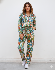 Conjunto de Pijama de Algodón Estampado Romántico y Elegante para Mujer, Multicolor, 100% Algodón, Suave, Nuevo Estampado, Ropa de Dormir para Verano e Invierno - Product Image 1