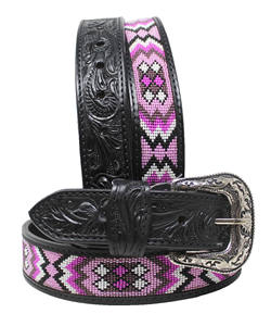 Cinturón occidental de cuero genuino de lujo hecho a mano y diseño floral con hebilla con cuentas con herramientas manuales estilo occidental Argentina - Product Image 3