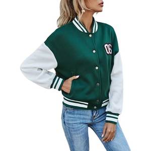 Letterman Varsity Vestes Femmes Haute Qualité Respirant Coton Remplissage Hiver Fait sur Mesure Corps en Laine Denim Cuir Manches - Product Image 4