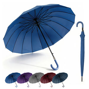 Parapluie élégant automatique grand format pour hommes et femmes, résistant au vent et à l'eau, avec poignée incurvée, design classique et long - Product Image 1
