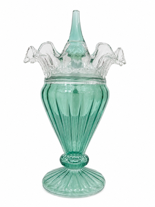 Brûleur d'encens aromatique artisanal en verre cristal vert menthe de luxe, design couronne, support décoratif écologique pour la décoration intérieure - Product Image 6