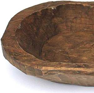 Bol à pain en bois épais Grand bol en bois pour cuisine Bol à riz en bois vintage servant - Product Image 1