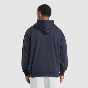 เสื้อฮู้ดผู้ชายแบบเรียบๆเปิดไหล่ไม่มีเชือกเสื้อสเวตเชิ้ตแขนยาวโอเวอร์ไซส์สำหรับผู้ชายแฟชั่นตามสั่ง - Product Image 2