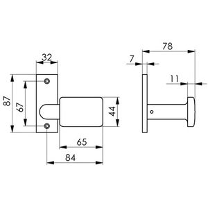 AMF <b>Light</b> Alloy Door Knob 485 F1 Silver Cranked Angular Fixed/Rotatable 65x44mm - Product Image 3