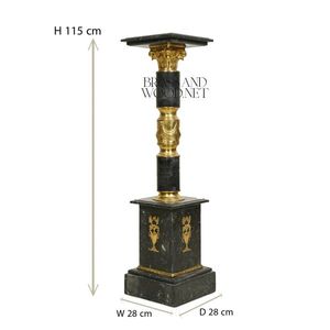 Socle en marbre noir Nero Marquina de qualité supérieure avec ornement central en laiton et bordure dorée - Product Image 6