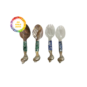 Artistic Natural Shell <b>Spoon</b> Handmade Eco Cutlery for Table Decoration Salt or Tea Serving - Product Image 3