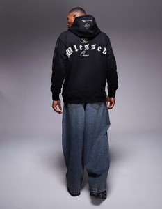 Vente en gros de sweatshirts à capuche d'hiver unisexes pour adultes 100% coton pull ample en polaire thermique avec détails en strass - Product Image 4