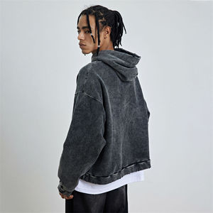 Ropa de calle personalizada para hombre, sudaderas con serigrafía, Jersey desgastado, lavado ácido, hip hop, sudaderas recortadas Vintage para hombre - Product Image 4