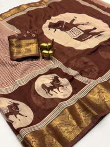 Magnifiques saris en coton Benny doux avec tout le design Kalmkari avec une bordure jequred - Product Image 4