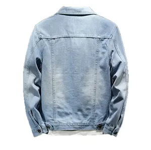 Chaqueta vaquera de mezclilla para hombre, estilo urbano, diseño rasgado, corte ajustado, forro cálido, azul, clásica, abrigo de invierno informal - Product Image 5