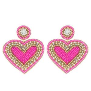 Boucles d'oreilles en forme de cœur avec strass en cristal et incrustation de perles d'imitation, plaquées or, bijoux de fête pour femmes - Product Image 1