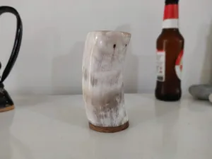 Véritable corne de boeuf verre à liqueur à faible coût inspiré de Noël lisse Viking récipients à boire gobelet à bière poli pour l'artisanat naturel - Product Image 4