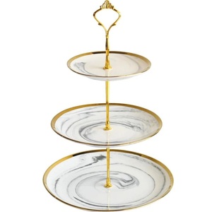 Hand Engraving Decorative Resin Finishing Customize 2 Tier Multi Functional Folding <b>Cake</b> Platter <b>Stand</b> For Decoration Accessory - Product Image 2