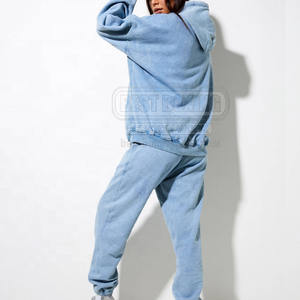 Conjunto de chándal de lavado ácido Jersey hecho a medida ropa de invierno manga larga con conjunto de chándales de algodón lavado ácido - Product Image 2