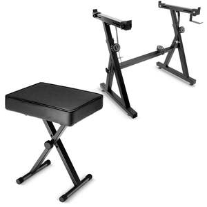 5 Core Keyboard Stand Piano Bench Combo Adjustable Key Board Stands 3" <b>Padded</b> Musician <b>Chair</b> Set - Product Image 1