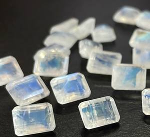 Piedra lunar natural arcoíris Octagon Cut 10x12mm facetado-Good Blue Flashy Buena calidad Piedra preciosa suelta - Product Image 3