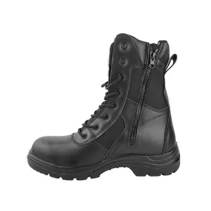 Wholesale Malaysia Safe Tactical Shoes Zapatos De Tela Outdoor Black High Cut Breathable Anti-Slip Grain Leather Security Boots