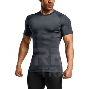 Chemises de gymnastique haut de gamme 2025 T-shirts de compression de fibres pour hommes adultes Vêtements de sport Chemise Vêtements en gros - Product Image 4