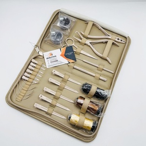 Best Selling Beige Tools Hair Extension Set with Beige Case and Private Label Micro link and Removal Pliers ,Clips <b>Bead</b> & <b>Thread</b> - Product Image 1
