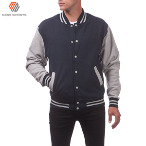 Factory Price Wholesale Custom Design MESS SPORTS <b>Men's</b> Winter Baseball Varsity <b>Jacket</b> <b>Long</b> Sleeves Wool/Polyester Sport Wear - Product Image 3