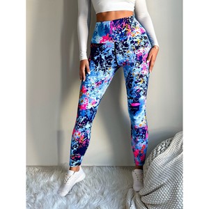 Leggings a vita alta con stampa astratta colorata per donne XXL formato Logo personalizzato traspirante Yoga palestra abbigliamento Fitness Plus Size - Product Image 1