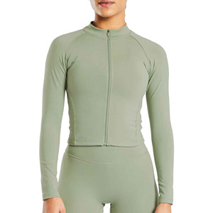 Chaqueta con cremallera de invierno personalizable para mujer Abrigo de exterior de punto transpirable con cremallera para deportes de yoga - Product Image 5