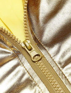 Fantástica Chaqueta Varsity de Lona con Satén Dorado, Estilo Vintage, 100% Poliéster, Chaqueta Bomber de Béisbol de Invierno con Logo Frontal para Hombre - Product Image 3