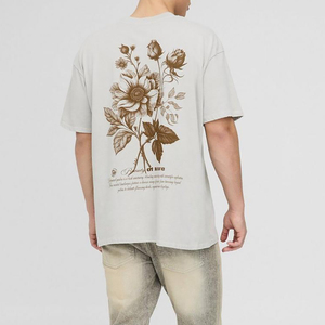 Venta caliente transpirable hombres piedra de gran tamaño oficial estampado Floral lavado camiseta Streetwear hombres camiseta hecha en fábrica hombres camisetas - Product Image 4