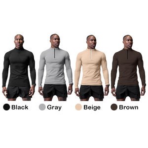 Chemises de sport de haute qualité pour hommes, vêtements de sport de fitness, vêtements de sport pour la salle de sport, demi-zip, vêtements actifs pour hommes - Product Image 5