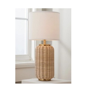 Rattan LED Desk Lamp with Customized Design Farmhouse Style Natural Finish Creative Weave Lamp <b>Shade</b> - Product Image 1